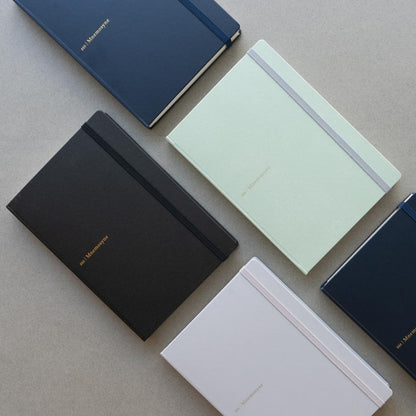 Maruman Mnemosyne Lined Notebook- Vertical A5, 5.83" x 8.27", 70 Sheets / 140 Pages, 7mm College Ruled With Center Line Journal, Perforated Pages & Wire-Bound to Lay Flat, Black, Made in Japan - Colors A