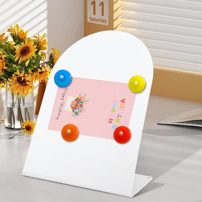 2 PCS Magnetic Bulletin Boards with Easel Stand, 11x8in Tabletop Metal Board with Anti-Tipping Bent Design and 4 Magnets, Memo Picture Display Board for Office, Kitchen, School, Home (Black)