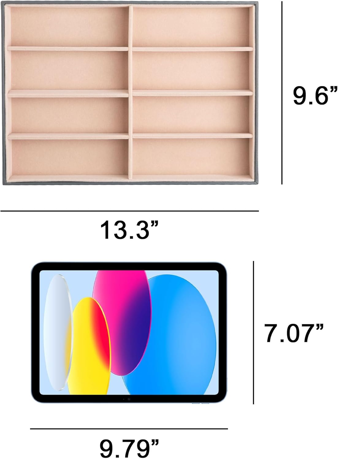 Frebeauty Sunglass Organizer,PU Leather Glasses Organizer,8-Slot Sunglasses Tray,Men's/Women's Sunglasses Box,Sunglass Case,13.3 x 9.6 x 1.5 Inches,Eyeglass/Eyewear Display Tray(Grey)