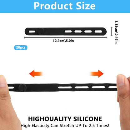 25 Pcs Silicone Cable Ties, Reusable Cable Straps Wire Organizer, Cable Management Cord Organizer for Fastening Earphone Phone Charger Home Office Desk Kitchen Appliances Cable Cords Wires
