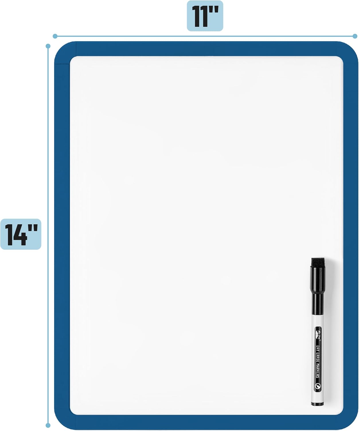 Mr. Pen- Dry Erase Board, 14” x 11” with a Black Dry Erase Marker, White Frame, Small Mini White Board for Students, Fridge, Wall, Locker, Includes Double Sided Tapes
