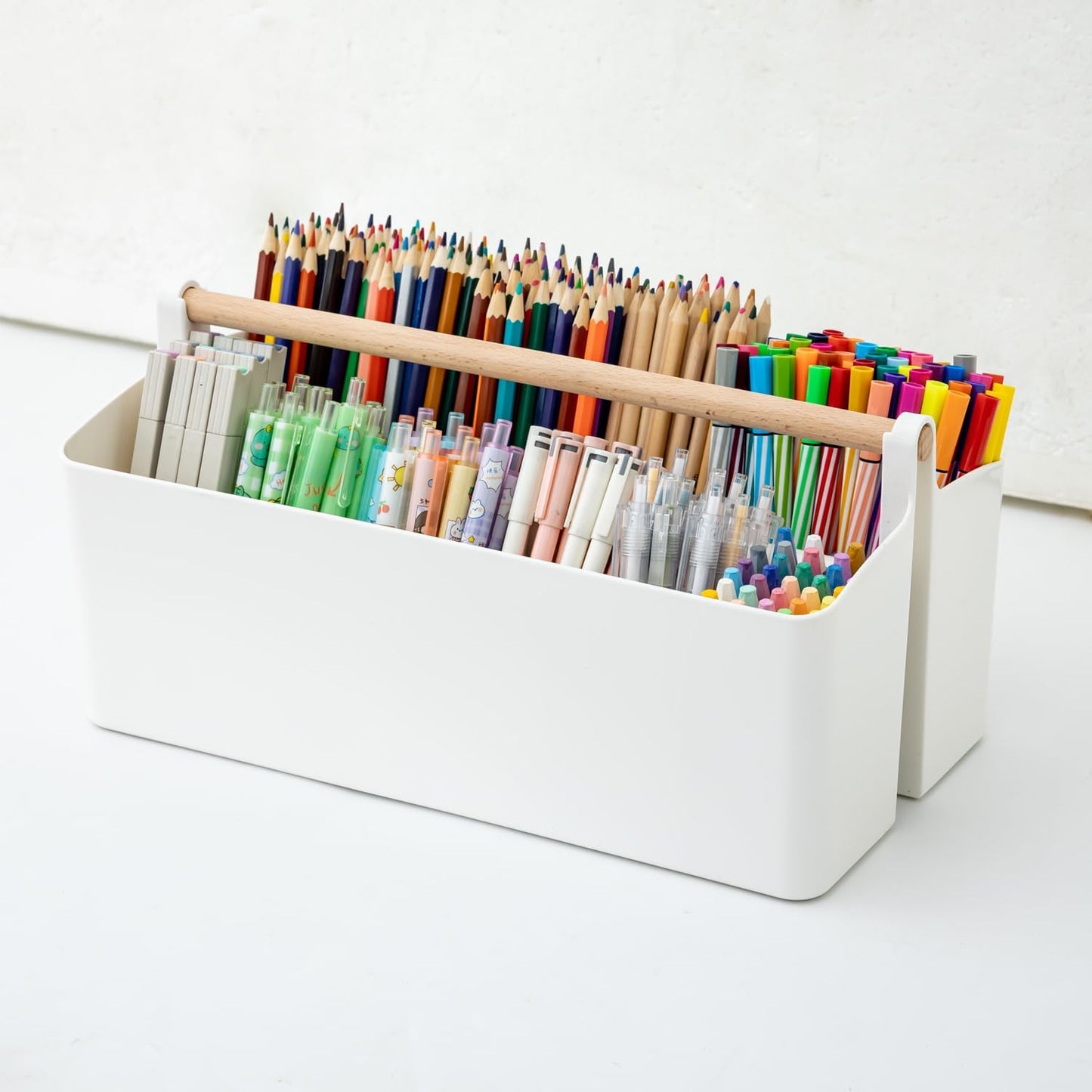 Vidifor Art Supply Organizers Caddy with Handle, Desk, Makeup Caddy and Tote (White+Pink, Large)