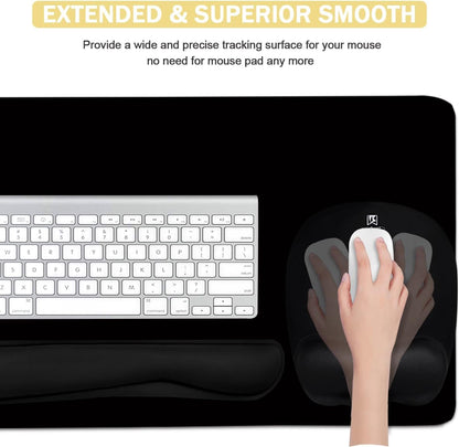 WB WEIRDBEAST Keyboard Wrist Rest Large Mouse Pad Wrist Support for Computer, 4 in 1 Memory Foam Keyboard Pad Desk Mat Ergonomic Hand Rest Wrist Cushion for Home Office Gaming-Pink