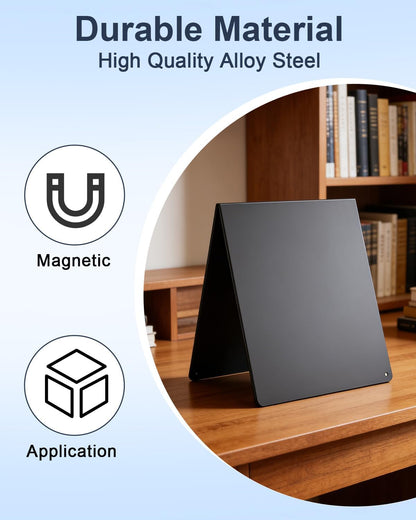 UCEC Metal Magnet Board, Magnetic Bulletin Board, Magnetic Display Board with Stand, Double-Sided V-Shaped Memo Board Easel for Magnet, 11.8"x10" Black Desktop Tabletop Display for Home Office Kitchen