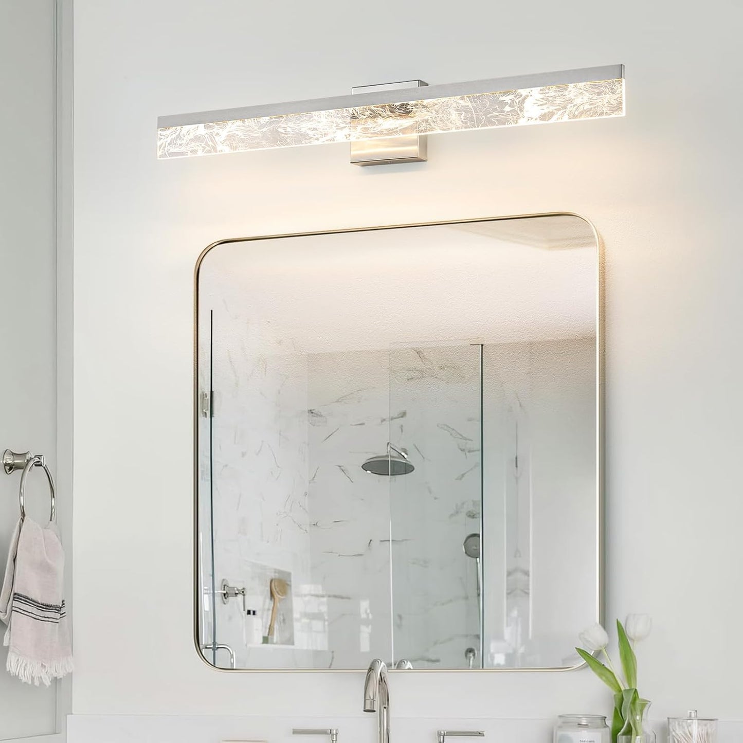 AIJIASI 39-Inch Brushed Gold Vanity Light Fixture, 28W Dimmable LED Modern Light Bar for Bathroom Mirror, Restroom, Bedroom (3000K)