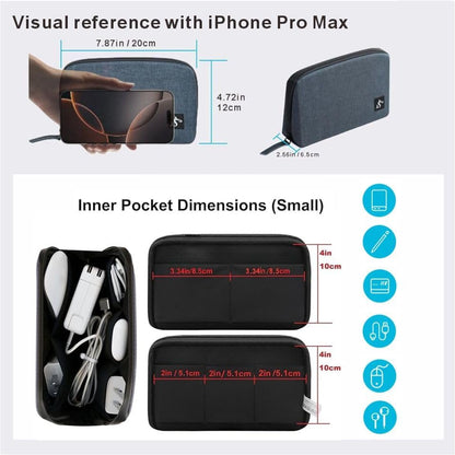 simtoper Small Electronics Organizer Travel Case – Slim Travel Cable Pouch for Small Tech Accessories, Cords, Chargers, Earbuds – Lightweight Mini Tech Bag for Backpack, Business, Travel (Blue)