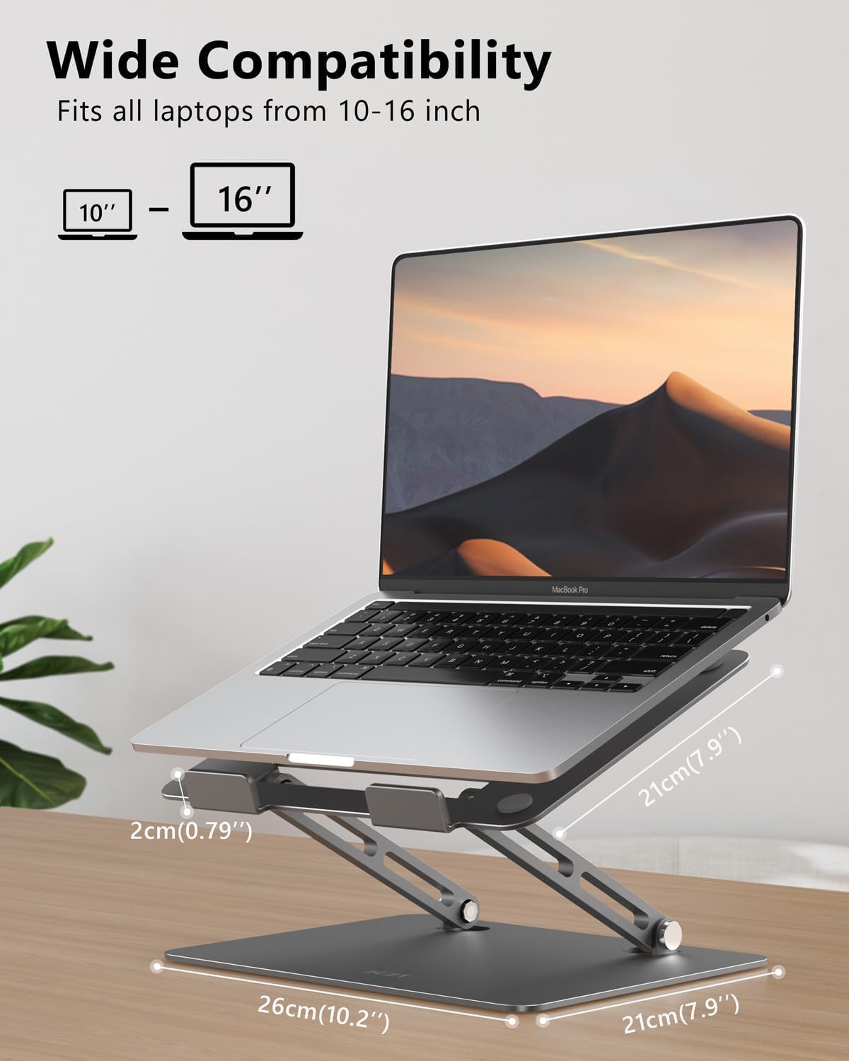 JCZT Adjustable Laptop Stand for Desk, Metal Foldable Laptop Riser, Portable Laptop Holder Mount, Ventilated Cooling Computer Notebook Stand for MacBook Air Pro, All 10-16'' Notebooks Laptops, Pink