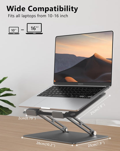 JCZT Adjustable Laptop Stand for Desk, Metal Foldable Laptop Riser, Portable Laptop Holder Mount, Ventilated Cooling Computer Notebook Stand for MacBook Air Pro, All 10-16'' Notebooks Laptops, Pink