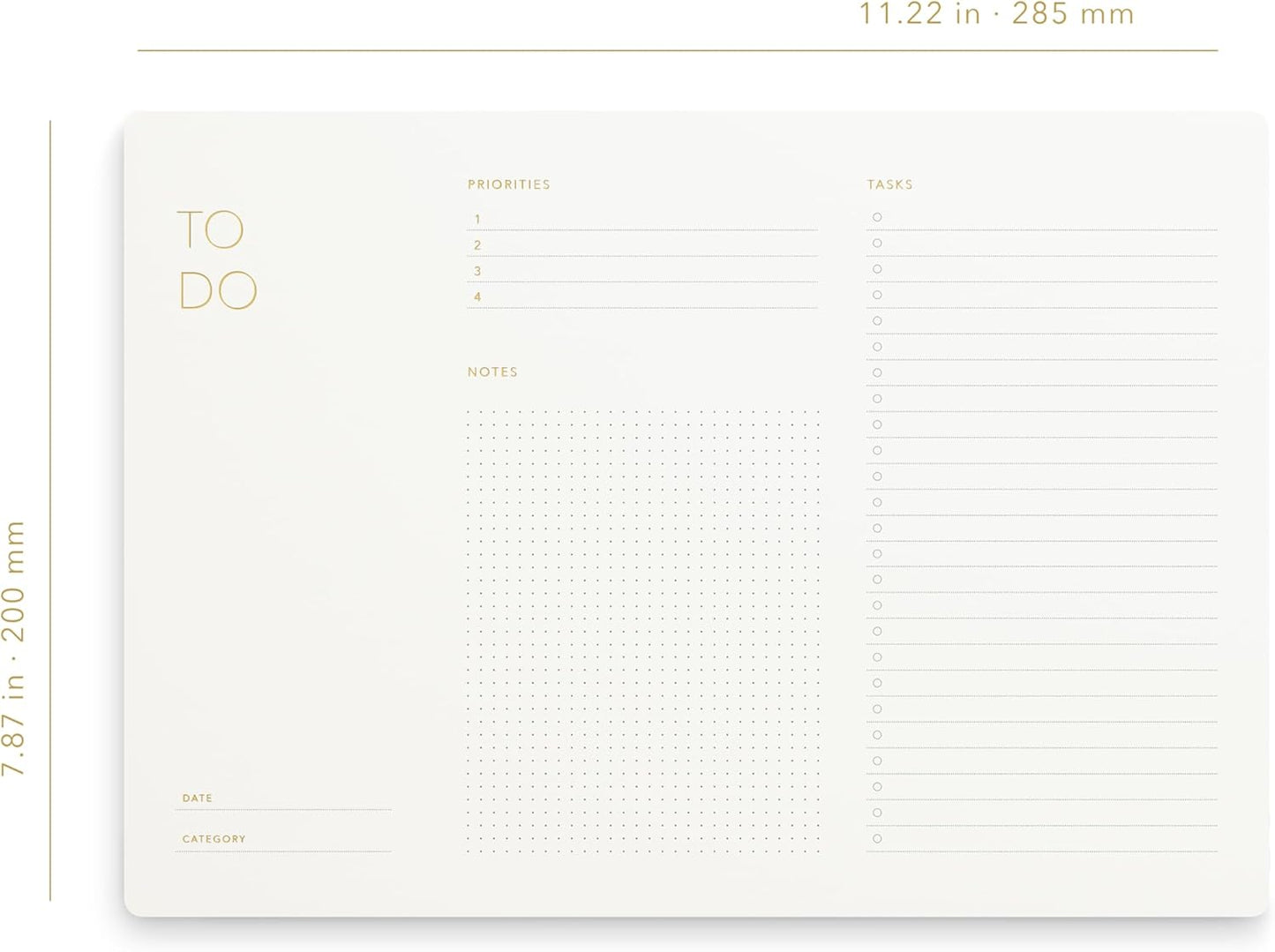 Pinesman - Elegant To Do List Notepad with Mouse Pad Feature, 11.22" x 7.87", 50 Tear-Off Sheets, Gold Foiled, Daily Planning, Eco-friendly To Do List Planner, FSC™ Certified To Do List Notebook for Work