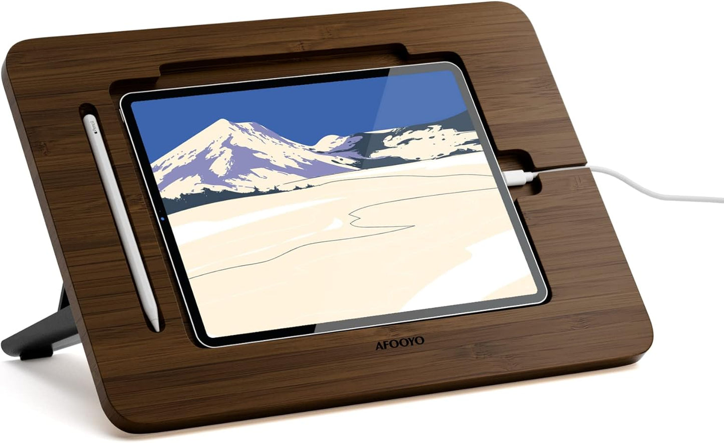 AFOOYO Bamboo Tablet Drawing Stand - Portable & Adjustable 5 Angles,Laptop Stands Riser, Book Reading Stand,Compatible with 9.7/10.2/10.5/10.9/11 inches