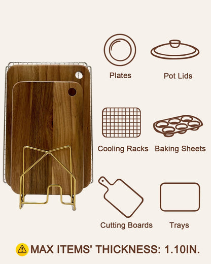SUNFICON Cutting Board Rack Chopping Board Organizer Stand Holder Kitchen Countertop Pots Pan Lids Rack Organizer Flat Steel 4.92 x 5.7 x 8.47 in. Black