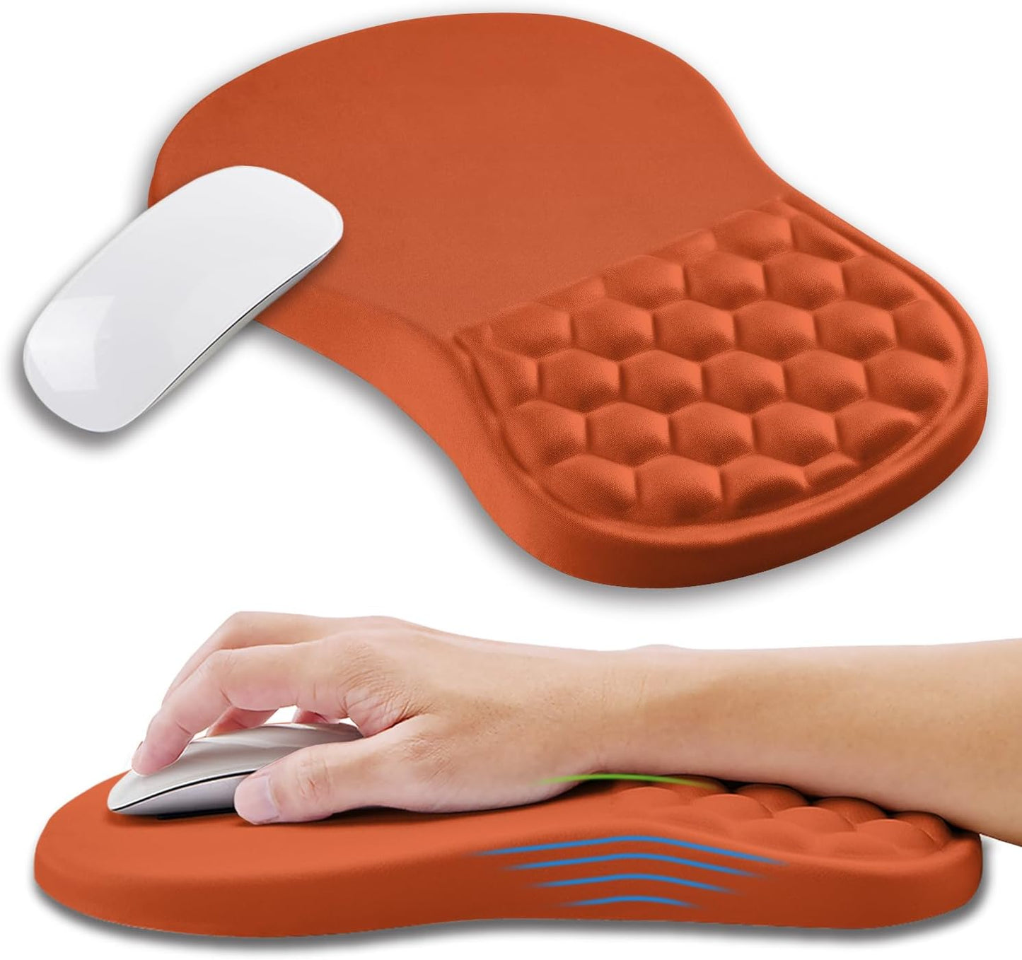 Ergonomic Mouse Pad Wrist Support with Memory Foam Massage Bulge, Carpal Tunnel Pain Relief Mousepad Wrist Rest for Mouse(12x8 inch, Silver Gray Light Purple)