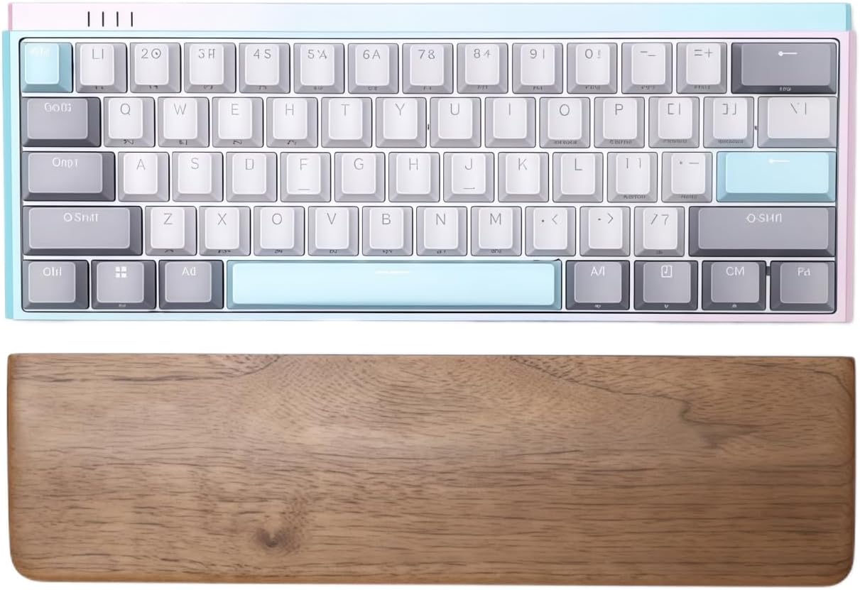 Walnut Wood Keyboard Wrist pad - Ergonomic Design for Wrist Fatigue Relief, Compatible with Most Keyboards & Laptops, Anti-Slip Base for Programmers & Gamers (Walnut Wood, 87 Key)
