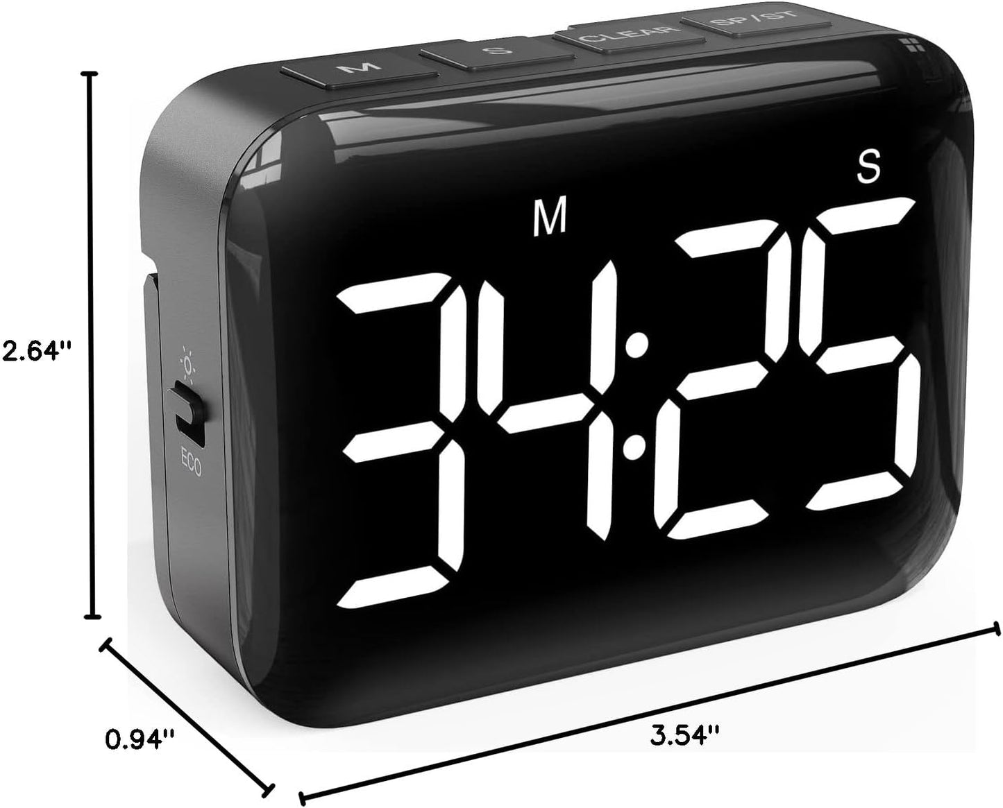 VOCOO Magnetic Kitchen Timer for Cooking with Count Up Countdown, Digital Timer Battery Powered with Large Display, 2 Brightness and Volume Levels for Classroom, Teacher, Kids