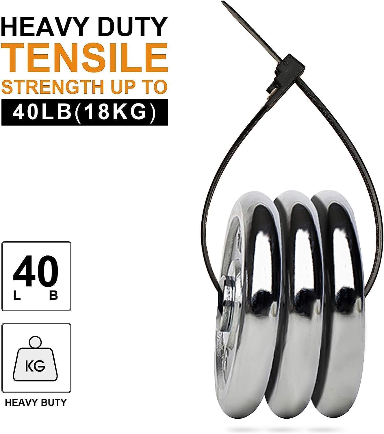 100Pcs 8 Inch Heavy Duty Industrial Zip Toes 40lbs Tensile Strength Releasable Black Tie Wraps Reusable Zip Toes Tie Straps For Garden Plant Secure Vine, Home Office
