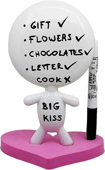 Dry Erase Board - TITTO in Love, Draw Your Ideas - Ceramic Doll - Black Office Design Desk - Coworkers Office Home Gift (Black)