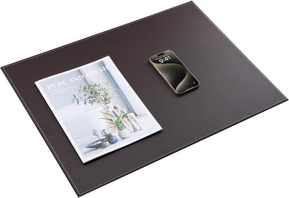 KINGFOM Ultra-Smooth PU Leather Desk Pad & Mat Office Desk Drawing & Writing Board A3/ A4 File Paper Clip Table Protector Mat on Top Large 24''x18'' (Black)
