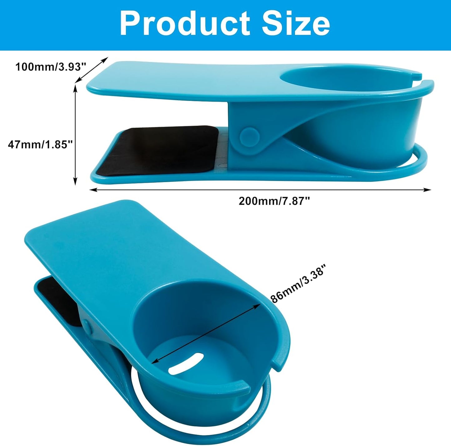 Jiozermi Drinking Cup Holder Clip, Desk Drink Holder Clip Adirondack Chair Cup Holder with Clip Cup Clip Holder for Water Drink Beverage Soda Coffee Mug(Blue)