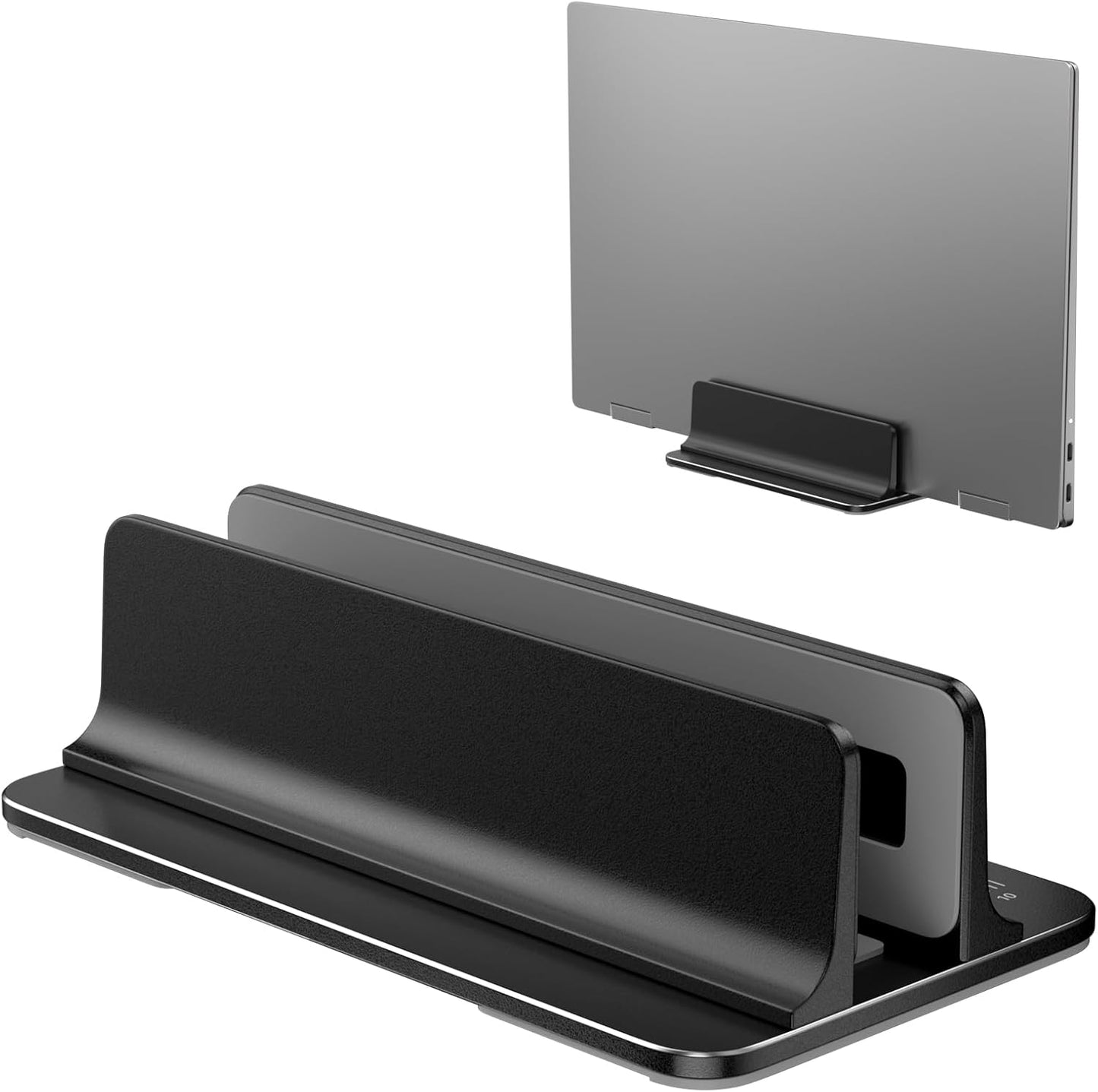 Vertical Laptop Stand for Desk Aluminum Book Holder with Adjustable Double Slot Desktop Accessories for MacBook Pro/Air Gaming Laptops, Black
