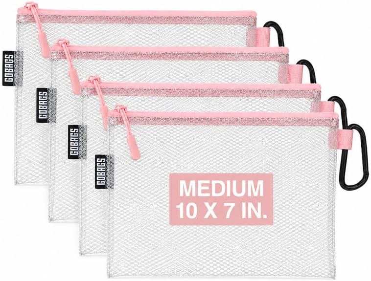 GOBAGS Air Production Multi‑Size Clear Zipper Pouch (4‑Pack) – Cable Organizer & Travel Gear Bag for Electronics, Camera Accessories, Tool Pouch & Small Tech Storage