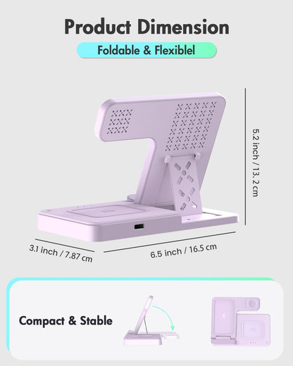 Wireless Charger iPhone Charging Station: 3 in 1 Charger Stand Multiple Devices for Apple - iPhone 17 16e 16 15 14 Pro Max 13 12 11 - Watch 11 10 9 8 7 6 5 4 3 2 SE and Ultra Series - Airpods 4 3 Pro