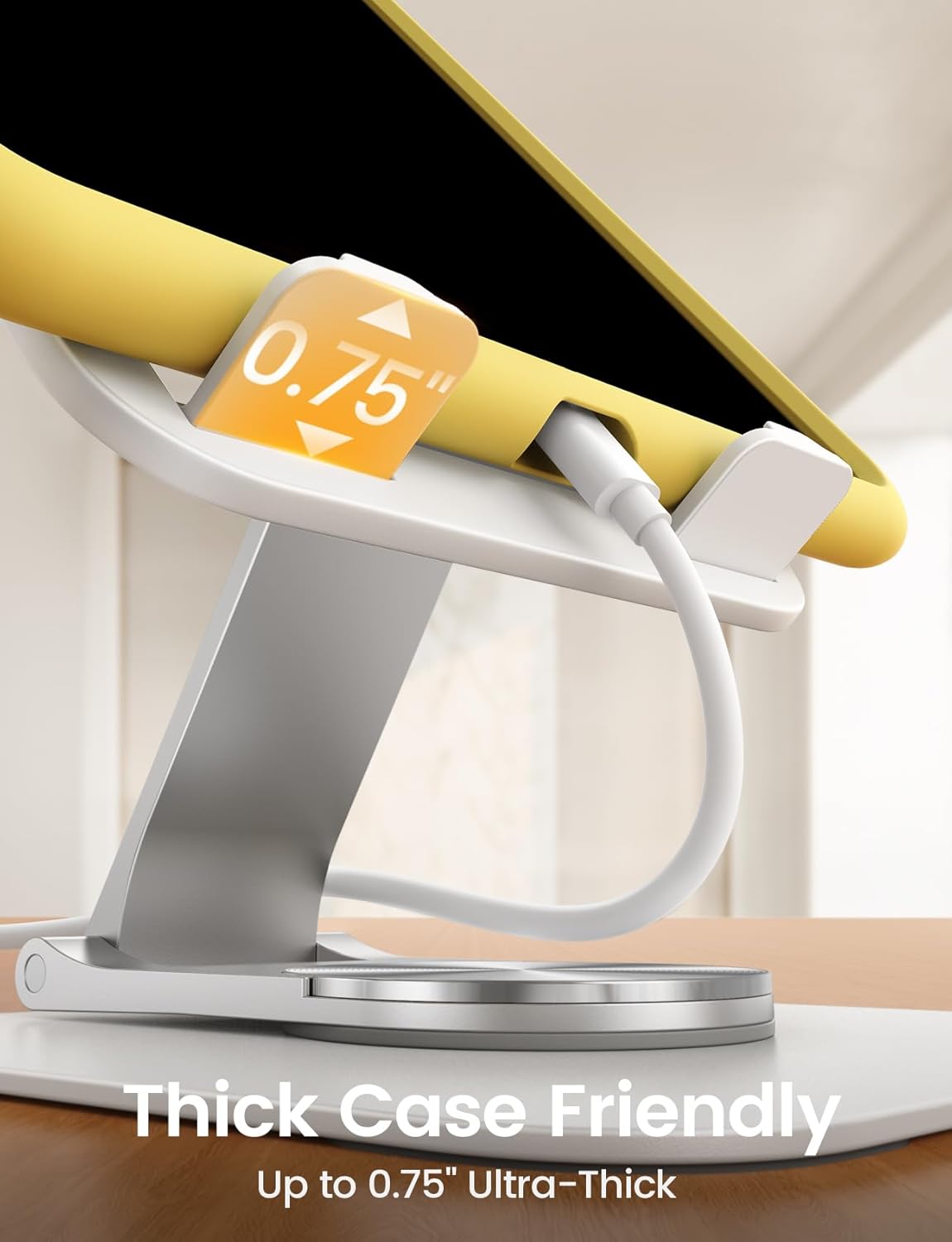 Lamicall Adjustable iPad Stand for Desk - [Ultra-Slim Foldable][360°Rotation Base] Tablet Holder Stand, Heavy-Duty E-Reader Kindle Holder for 4.7-13" Device, iPad Pro Air Mini, Kindle, Tabs, iPhone