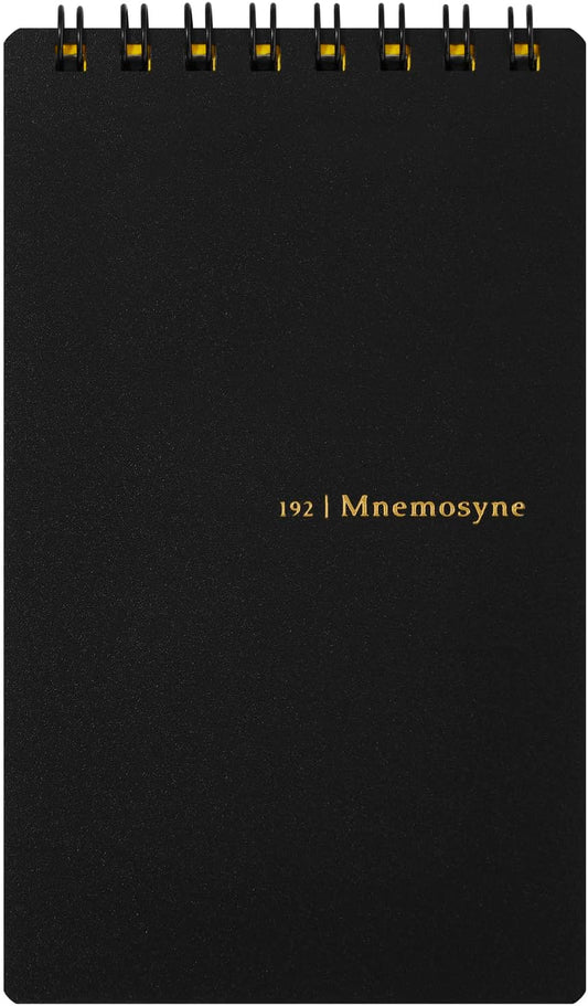 Maruman Mnemosyne Lined Memo Pad- B7, 3.03" x 5.2", 50 Sheets / 100 Pages, 5mm Ruled Notebook, Perforated Pages & Wire-Bound to Lay Flat, Black, Made in Japan