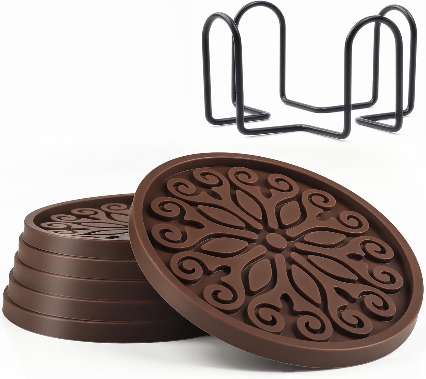 Silicone Coasters for Drinks,Resistant Reusable Drink Coasters-Great Gift for Birthday, Housewarming,Room Decor,Holiday Party (*2-Gray)