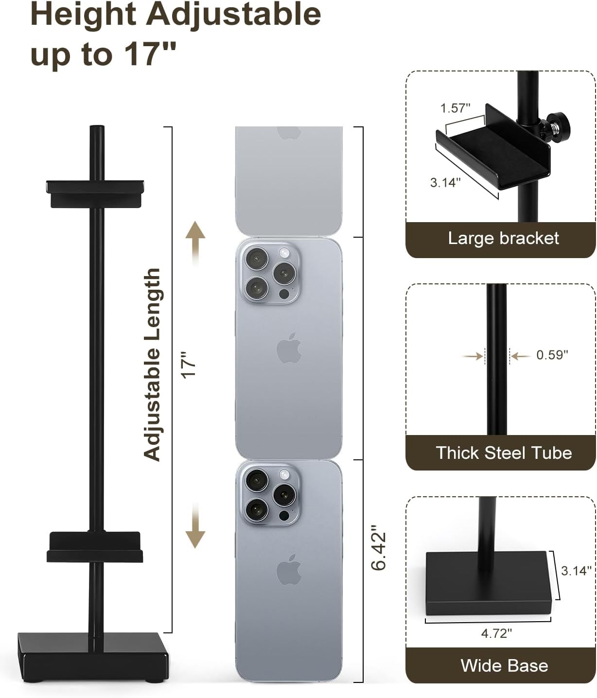 Adjustable Tabletop Easel Stand, Picture Easels for Display Up to 17" H, Gold Metal Picture Frame Holder Stand Table for Art, Photo (1 Pack)