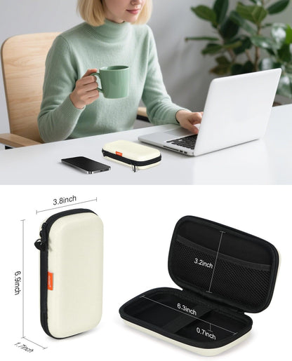 Portable Protection Hard EVA Case for External Battery, Cell Phone, GPS, Hard Drive, USB/Charging Cable, Small Carrying Bag Mesh Inner Pocket, Zipper Enclosure, Universal Travel Pouch Bag