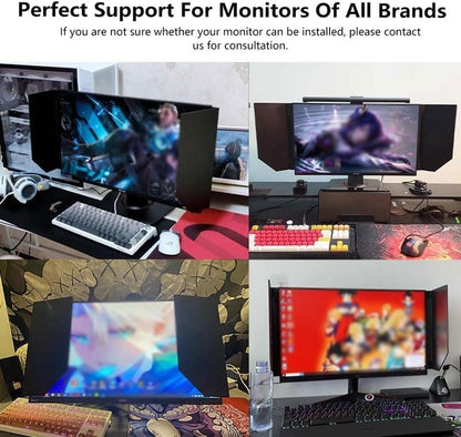 Foldable Monitor Hood Sunshade, Anti-Glare Light Shield with Side Panel, with 24-27 Inch All Brand Desktop Computer Monitors