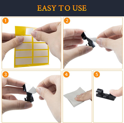 SOULWIT 50 Pcs Self Adhesive Cable Management Clips, Cable Organizers Sticky Wire Clips Cord Holder for TV PC Laptop Ethernet Cable Desktop Home Office (Transparent)