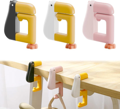 3 Pieces Foldable Table Hook Duck Shape Portable and Removable, No Drilling Bag Holder Bag Clip for Office Storage