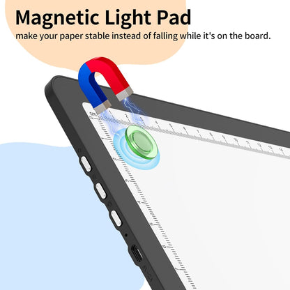 Elice Magnetic A4 Light Board for Diamond Painting, Ultra-Thin Tracing LED Light Box with Side Buttons, Super Bright Diamond Art Light Pad, Light Table for Drawing, Sketching, Weeding Vinyl - Black