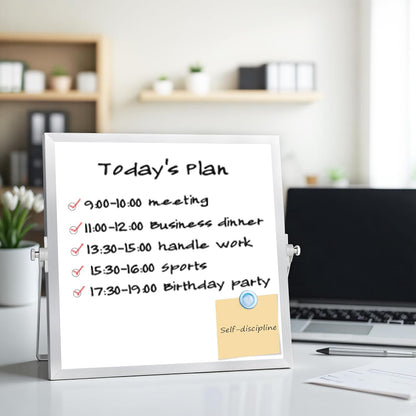 Desktop Whiteboard with Stand, 16" x 12" Double-Sided Dry Erase Board with Stand, Portable Stand White Board for Office, Home, School