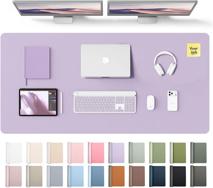 YSAGi Leather Desk Pad Protector, Office Desk Mat, Large Mouse Pad, Non-Slip PU Leather Desk Blotter, Waterproof Laptop Desk Writing Pad for Office and Home (23.6" x 13.8", Eggshell) - Colors A
