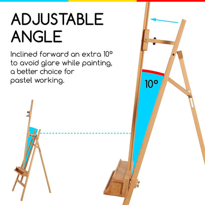 MEEDEN Large Painters Easel Adjustable Solid Beech Wood Artist Easel, Studio Easel for Adults with Brush Holder, Holds Canvas up to 48" - Walnut