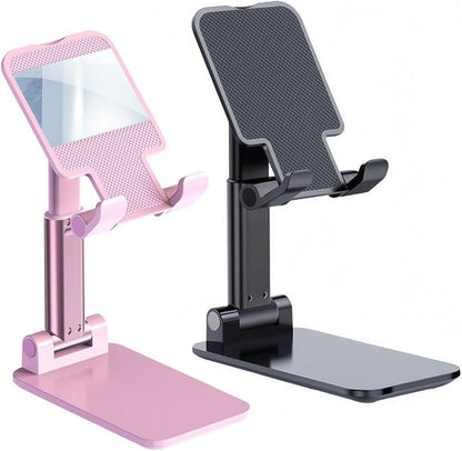 Meetuo 2 Pcs Cell Phone Stand, Adjustable Angle Height Phone Stand for Desk, Fully Foldable/Portable Phone Holder, Compatible with iPhone 17/16/15/14/13/12/Smartphones