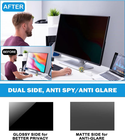 [2 Pack] 27 Inch Computer Privacy Screen , 16:9 Aspect Ratio Monitor Privacy Filter with Anti-Glare, Anti-Blue Light & Anti-Spy Protection, Removable Anti-Scratch Screen Protector for 27-Inch Widescreen Monitors