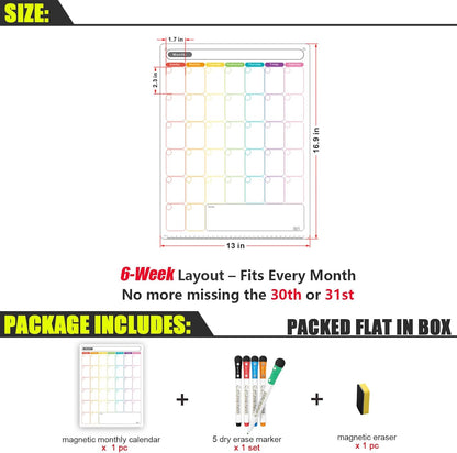 Vertical Magnetic Calendar for Refrigerator Set. Weekly Planner Dry Erase Fridge Calendar Whiteboard Menu Board - Thickened Magnet. Fine Marker & Organizers Reusable for Busy Home & Office