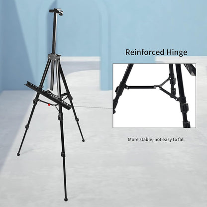 Art Easel Stand for Painting and Sign - RRFTOK 17 to 66 Inch Adjustable Aluminum Tripod Easels for Display, Portable Canvas and Poster Stand with Carry Bag for Beginners, Students and Classroom Use