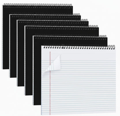 MotiMind 4 Pack Landscape Notebook Top Spiral Bound 11 x 9.5 Inch College Ruled Legal Pads Horizontal Notepad with Hole Punched Pages for Office School Meeting Project Notes Daily Use, White