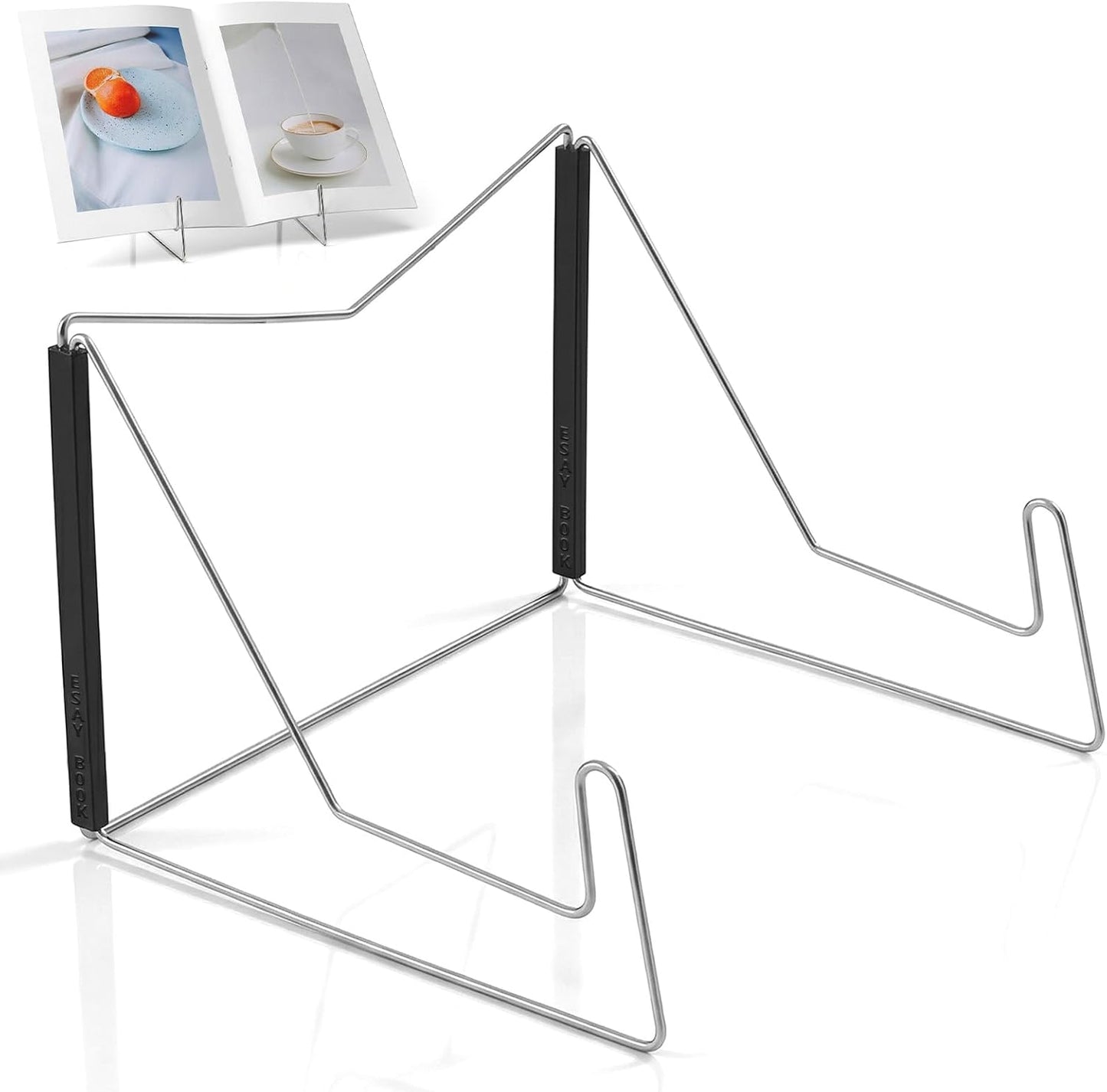 Book Stand for Reading - Fold-n-Stow Portable Book Stand, Metal Music Books Easel Display Holder for Display Pictures Photo Frames Books Decorative Plates Plaque Menu