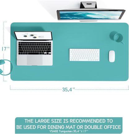 YSAGi Non-Slip Leather Desk Pad, Waterproof Laptop Computer Desk Keyboard Mat, Table Protector Blotter Mat, Large Mouse Pad for Office/Work/Home/Decor(Black, 31.5" x 15.7")