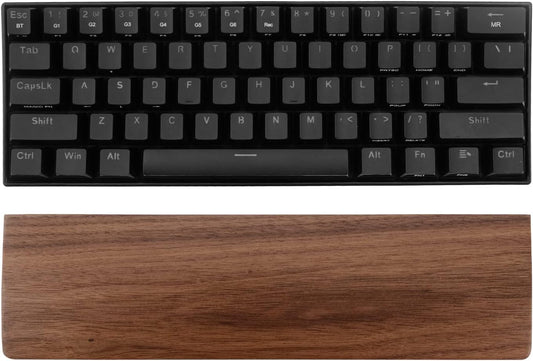 Linkidea Wooden Keyboard Wrist Rest for 61Keys 60% Compact Keyboard, Compact Gaming Mechanical Keyboard Wrist Rest Hand Palm Pad, for Office, Computer, Laptop Typing, Gaming (Black Walnut)