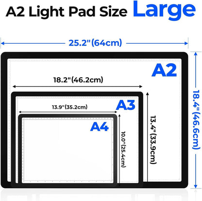 Heanolier Rechargeable A4 Light Board with Stand, 7100Lux Super Bright Magnetic Light Pad with Side Buttons, Wireless Light Box for Tracing, LED Light Table for Diamond Painting,Sketching,Drawing