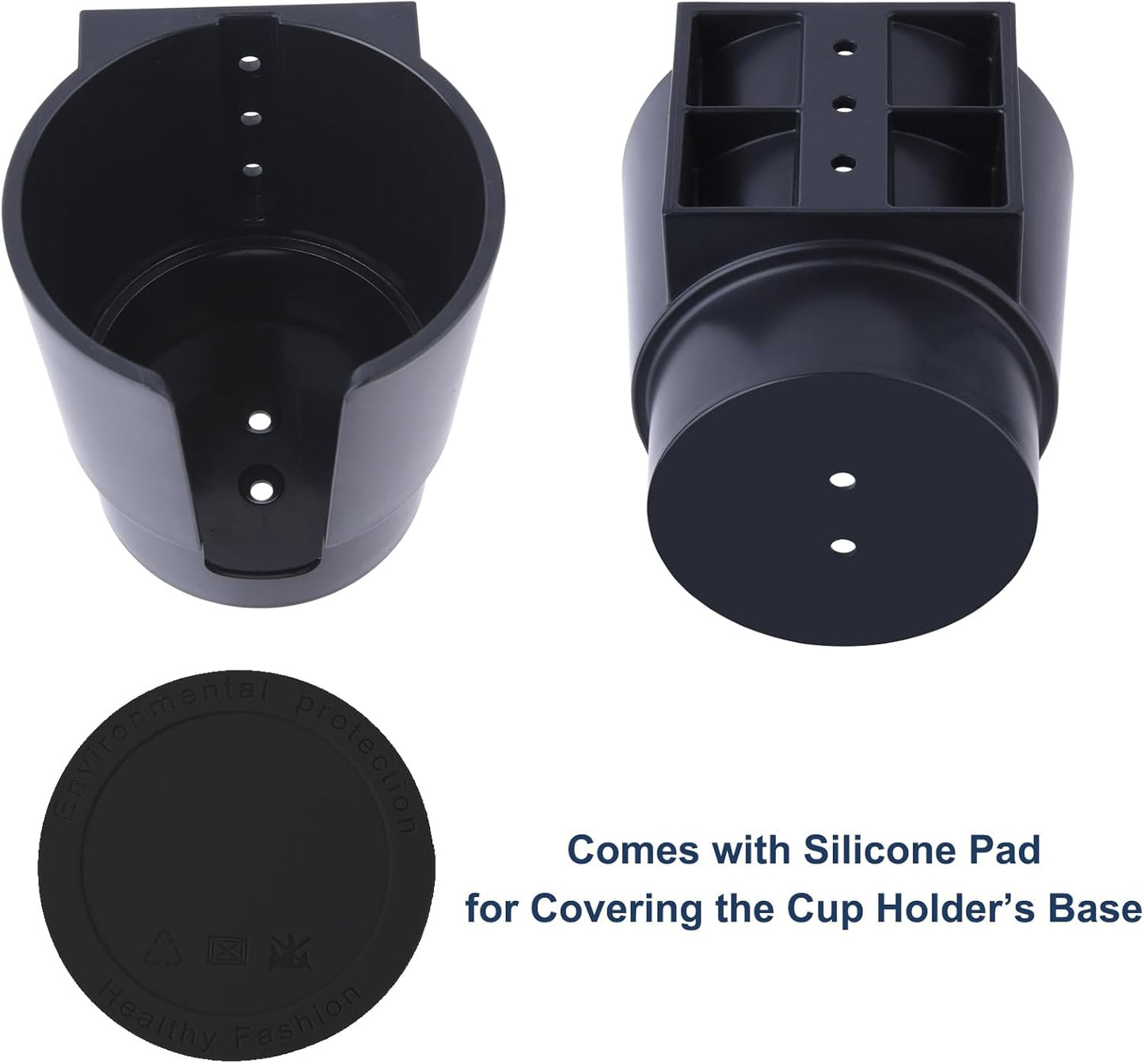 Universal Large Desk Cup Holder Clamp on, Heavy Duty Plastic Drink Holder for Table, Porch Swing, Patio Chair, Clip On Anti-Spill Bottle Holder for Most Cups, Bottles, Cans, Tumbles, Black, Pack of 1