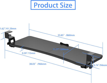 suptek Keyboard Tray Under Desk Pull Out with C Clamp Mount, Computer Keyboard & Mouse Tray, 25.6 (30 Including Clamps) x 11.8 inch Slide-Out Platform Computer Drawer for Typing, Black, DSF1
