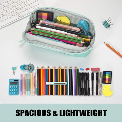 Sooez Wide-Opening Pencil Pen Case, Lightweight & Spacious Pencil Bag Pouch Box Organizer, Aesthetic Supply with Triangular Design for Adults, Grey