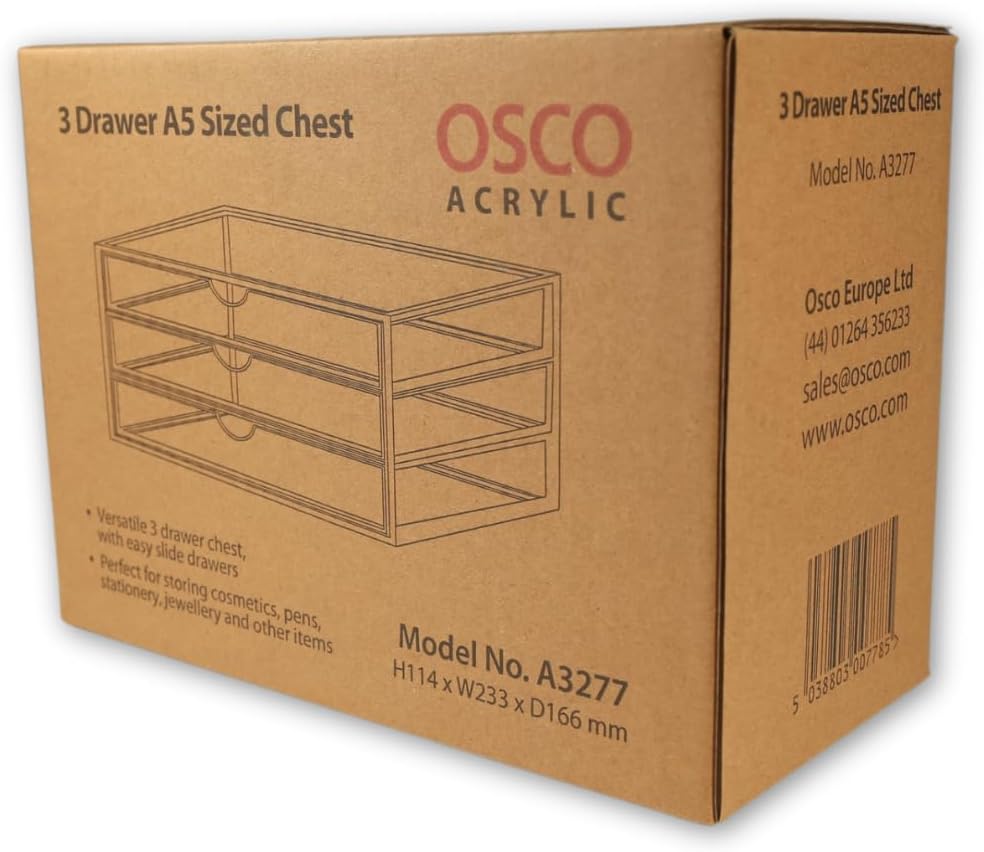 Osco X-Small Clear Acrylic Triple Drawer, (X-Small), A3274